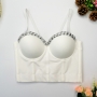 slight stretch chain boned bra vest(with underwire,75b 80b 85c 90c available for a\b\c cup)_Black_White