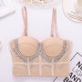 slight stretch mesh rhinestone tassel bra vest(with underwire,75b 80b 85c 90c available for a\b\c cup)_Black_White_Red_Beige