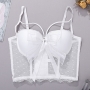 slight stretch mesh sequins bow bra vest(with underwire,75b 80b 85c 90c available for a\b\c cup)_Black_White