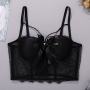 slight stretch mesh sequins bow bra vest(with underwire,75b 80b 85c 90c available for a\b\c cup)_Black