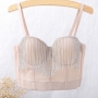 slight stretch tassel rhinestone bra vest(with underwire,75b 80b 85c 90c available for a\b\c cup)_Black_White_Red_Beige
