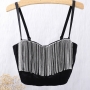 slight stretch tassel rhinestone bra vest(with underwire,75b 80b 85c 90c available for a\b\c cup)_Black