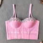 slight stretch mesh boned rhinestone bra vest(with underwire,75b 80b 85c 90c available for a\b\c cup)_Black_White_Red_Beige_Pink