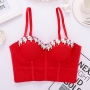 slight stretch mesh boned rhinestone bra vest(with underwire,75b 80b 85c 90c available for a\b\c cup)_Black_White_Red
