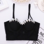 slight stretch mesh boned rhinestone bra vest(with underwire,75b 80b 85c 90c available for a\b\c cup)_Black