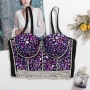 slight stretch rhinestone pearl bra vest(with underwire,75b 80b 85c 90c available for a\b\c cup)_Purple