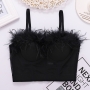 slight stretch mesh feather bra vest(with underwire,75b 80b 85c 90c available for a\b\c cup)_Black