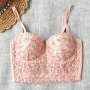 slight stretch lace rhinestone cutout bra vest(with underwire,75b 80b 85c 90c available for a\b\c cup)_Black_White_Beige