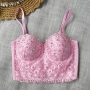 slight stretch lace rhinestone cutout bra vest(with underwire,75b 80b 85c 90c available for a\b\c cup)_Black_White_Beige_Pink