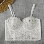 slight stretch lace rhinestone cutout bra vest(with underwire,75b 80b 85c 90c available for a\b\c cup)_Black_White