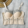 slight stretch rhinestone bra vest(with underwire,75b 80b 85c 90c available for a\b\c cup)_Black_White_Red_Beige