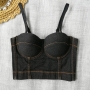 slight stretch denim boned bra vest(with underwire,75b 80b 85c 90c available for a\b\c cup)_Black