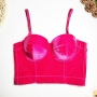 slight stretch velvet boned bra vest(with underwire,75b 80b 85c 90c available for a\b\c cup)_Black_Purple_Rose Red_Blue_Magenta