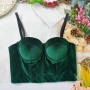 slight stretch velvet boned bra vest(with underwire,75b 80b 85c 90c available for a\b\c cup)_Black_Purple_Rose Red_Blue_Magenta_Khaki _Green