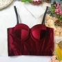 slight stretch velvet boned bra vest(with underwire,75b 80b 85c 90c available for a\b\c cup)_Black_Purple_Rose Red