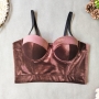slight stretch velvet boned bra vest(with underwire,75b 80b 85c 90c available for a\b\c cup)_Black_Purple_Rose Red_Blue_Magenta_Khaki _Green_Reddish Brown