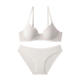 slight stretch front buckle thin cup simple bra set(no underwire)_Black_White
