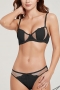 slight stretch hollow rabbit ears lace mesh bra set(with underwire)_Black