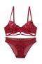 slight stretch mesh cutout sexy bra set(with underwire)_Black_White_Rose Red