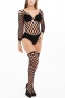 high stretch fish net sexy teddy collections (with stockings,no underwear)_Black