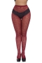 stretch mesh jacquard tights(no panties)_Black_White_Rose Red
