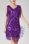 plus-size slight stretch sequins tassel costume_Black_Purple