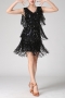 plus-size slight stretch sequins tassel costume_Black
