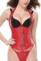 s-6xl plus-size non-stretch rivet corsets(no underwear)_Black_Red