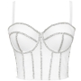 xs-l sexy 3 colors rhinestone stretch boned non-removable padding underwire vest_Black_White