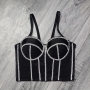 xs-l sexy 3 colors rhinestone stretch boned non-removable padding underwire vest_Black