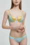 sexy slight stretch color contrast mesh lace bra set(with underwire)_White_Pink_Yellow