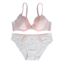 sexy slight stretch color contrast mesh lace bra set(with underwire)_White