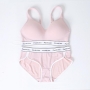 sexy slight stretch plus size letter sports bra set(without underwire)_Black_Pink_Light Pink