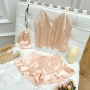 sexy slight stretch satin two-piece set sleepwear(with storage bag)_White_Dark Gray_Yellow_Green_Dark Blue_Champagne