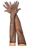 sexy retro stretch mesh rhinestone gloves_Black