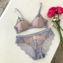 sexy slight stretch lace mesh bra set_Black_Rose Red_Haze Blue