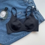 sexy slight stretch mesh rabbit ears pad thin bra_Black