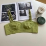sexy slight stretch rabbit ears pad thin bra_Black_Green
