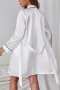 sexy non-stretch satin midi sleepwear(with belt)_Black_White