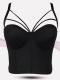 slight stretch 5 colors solid color sling underwire padded bra vest_Black