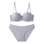 sexy slight stretch simple bra set(with underwire)_Black_White_Gray