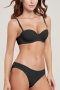 sexy slight stretch simple bra set(with underwire)_Black