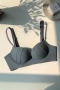 sexy slight stretch pleated soft wireless bra(abc cup universal)_Black_Gray