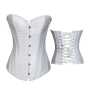 s-6xl slim plus-size non-stretch steel bone lace-up corset_Black_White