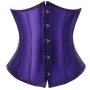 s-6xl plus-size non stretch slim satin rubber bone eyelets lace-up corset_Black_White_Gray_Pink_Red_Green_Forest Green_Blue_Dark Blue_Purple_Dark Purple