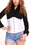 s-6xl plus-size non stretch slim satin rubber bone eyelets lace-up corset_Black_White