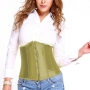 s-6xl plus-size non stretch slim satin rubber bone eyelets lace-up corset_Black_White_Gray_Pink_Red_Green_Forest Green