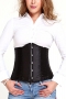 s-6xl plus-size non stretch slim satin rubber bone eyelets lace-up corset_Black