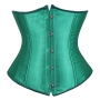 s-6xl plus-size non stretch slim satin rubber bone eyelets lace-up corset_Black_White_Gray_Pink_Red_Green