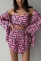 sexy non-stretch letter batch printing with belt three-piece set loungewear_Pink